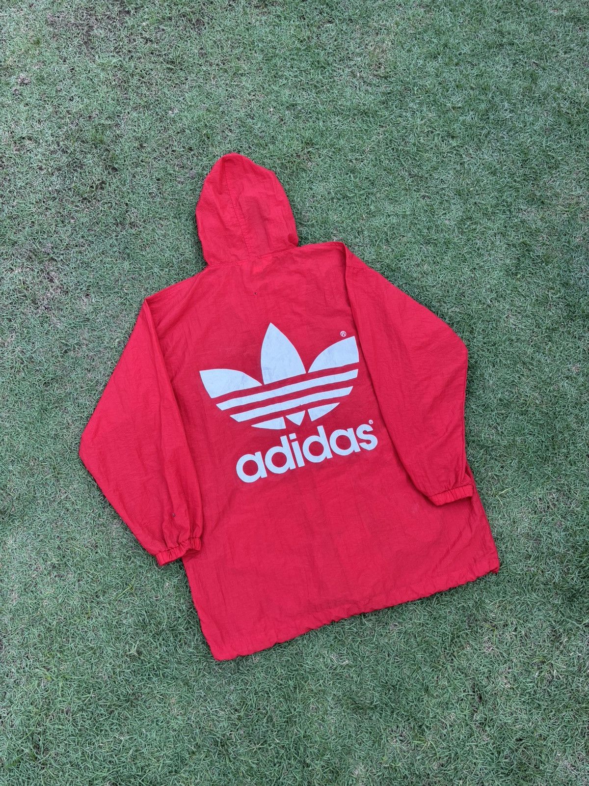Adidas × Japanese Brand × Vintage 🔥ADIDAS BIG LOGO LONG JACKET HOODIES Size US L / EU 52-54 / 3 - 1 Thumbnail