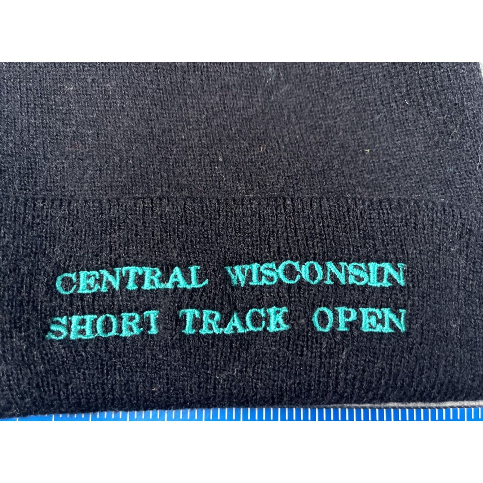 Vintage Yupoong Beanie Mens One Size Black Central Wisconsin Short Track Open Knit Hat Size US 35 - 2 Thumbnail
