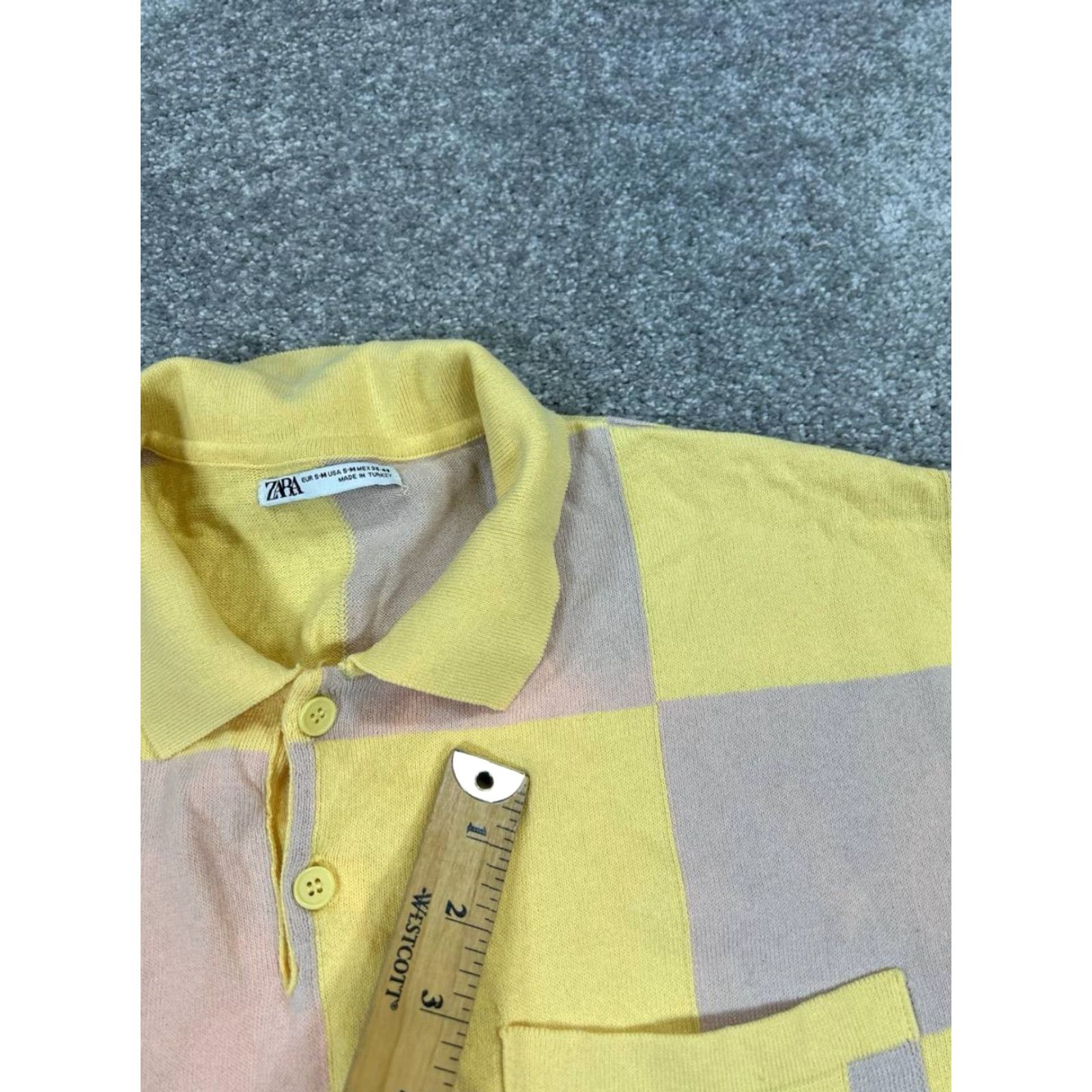 Zara Zara Polo Shirt Mens Small Yellow Cotton Knit * User: Zara Polo Shirt Mens Small Yellow Check Cotton Knit * Size US S / EU 44-46 / 1 - 7 Thumbnail