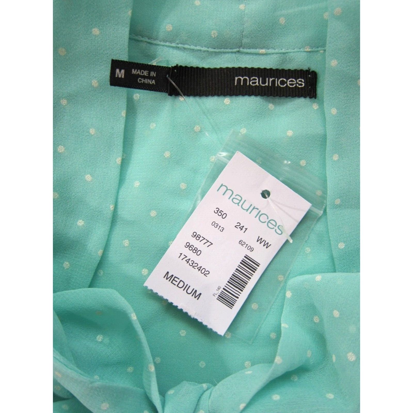 Vintage NWT Maurices Blue White Polka Dot Sheer Button Down Neck Tie Cap Sleeve Blouse M Size M / US 6-8 / IT 42-44 - 4 Thumbnail