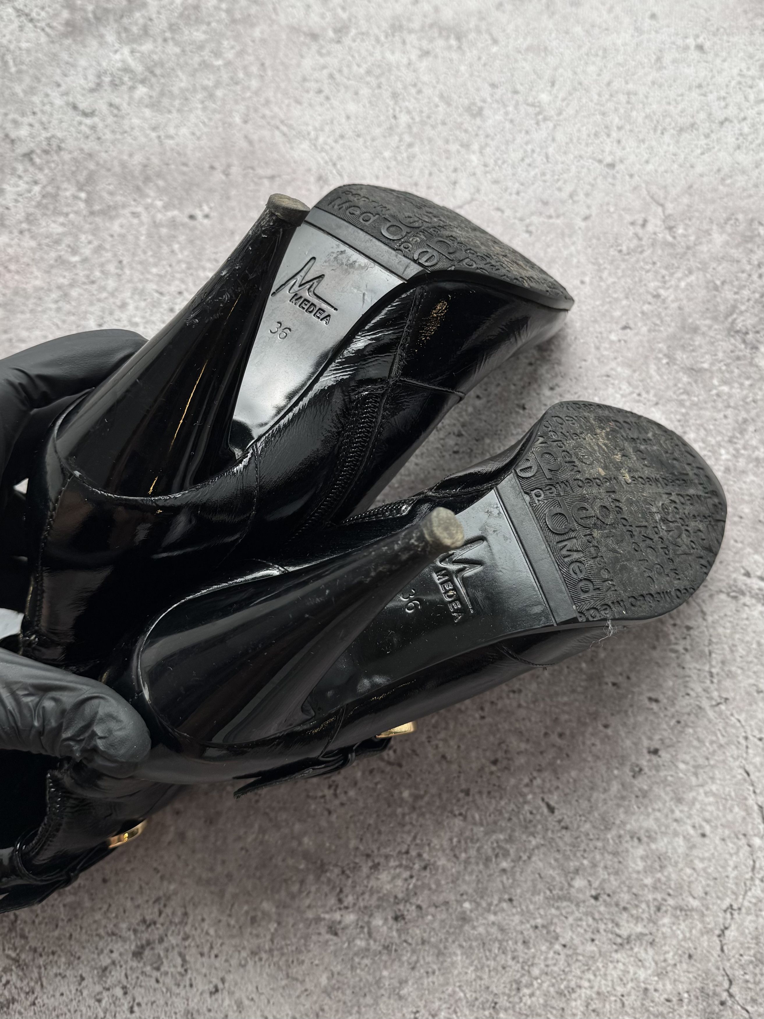 Japanese Brand Vintage Patent Leather Boots With Straps C672(V289)(E8) Size US 6 / IT 36 - 9 Thumbnail