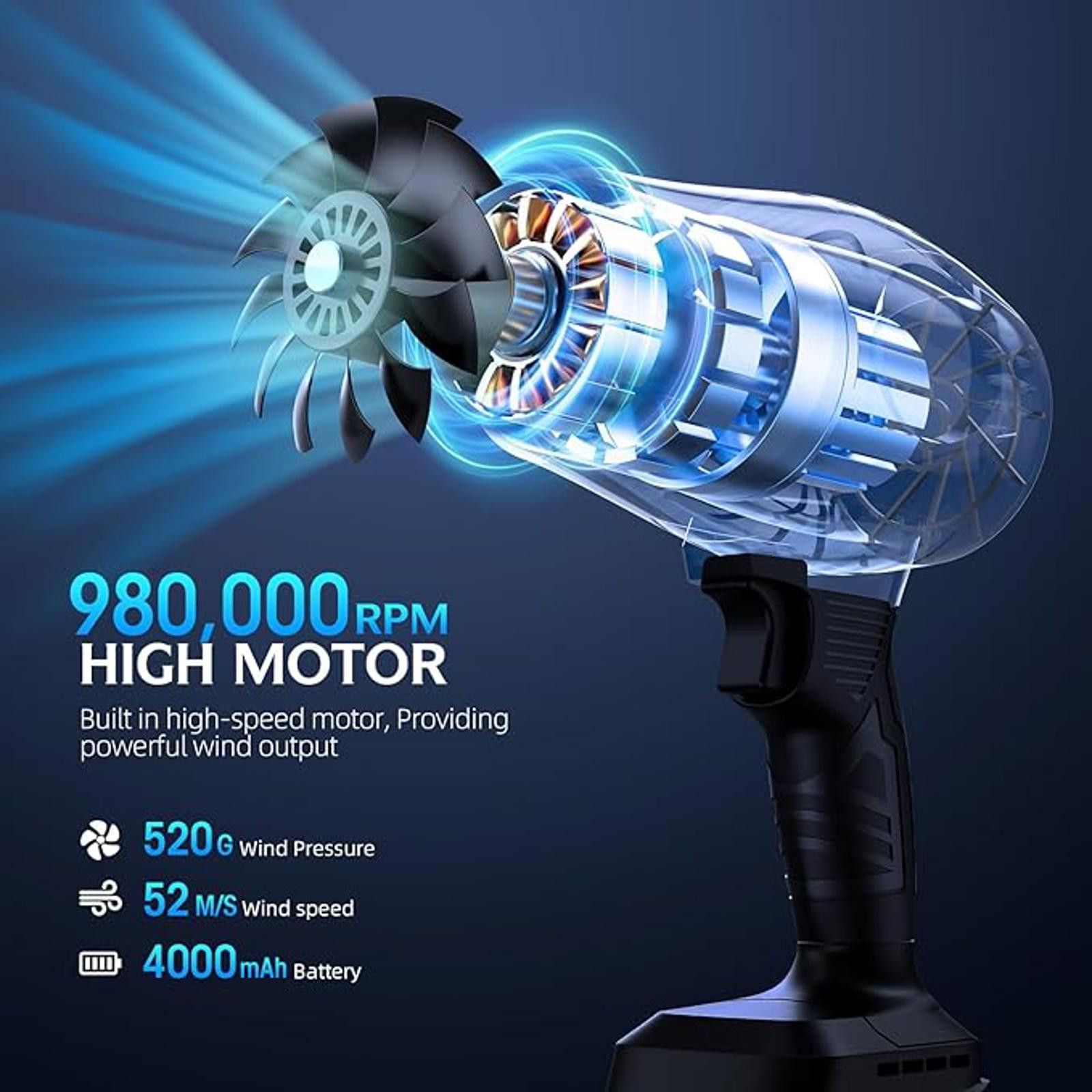 Other VUQUESEN Cordless Handheld Leaf Blower Dual 21V Batteries Bl Size ONE SIZE - 2 Thumbnail