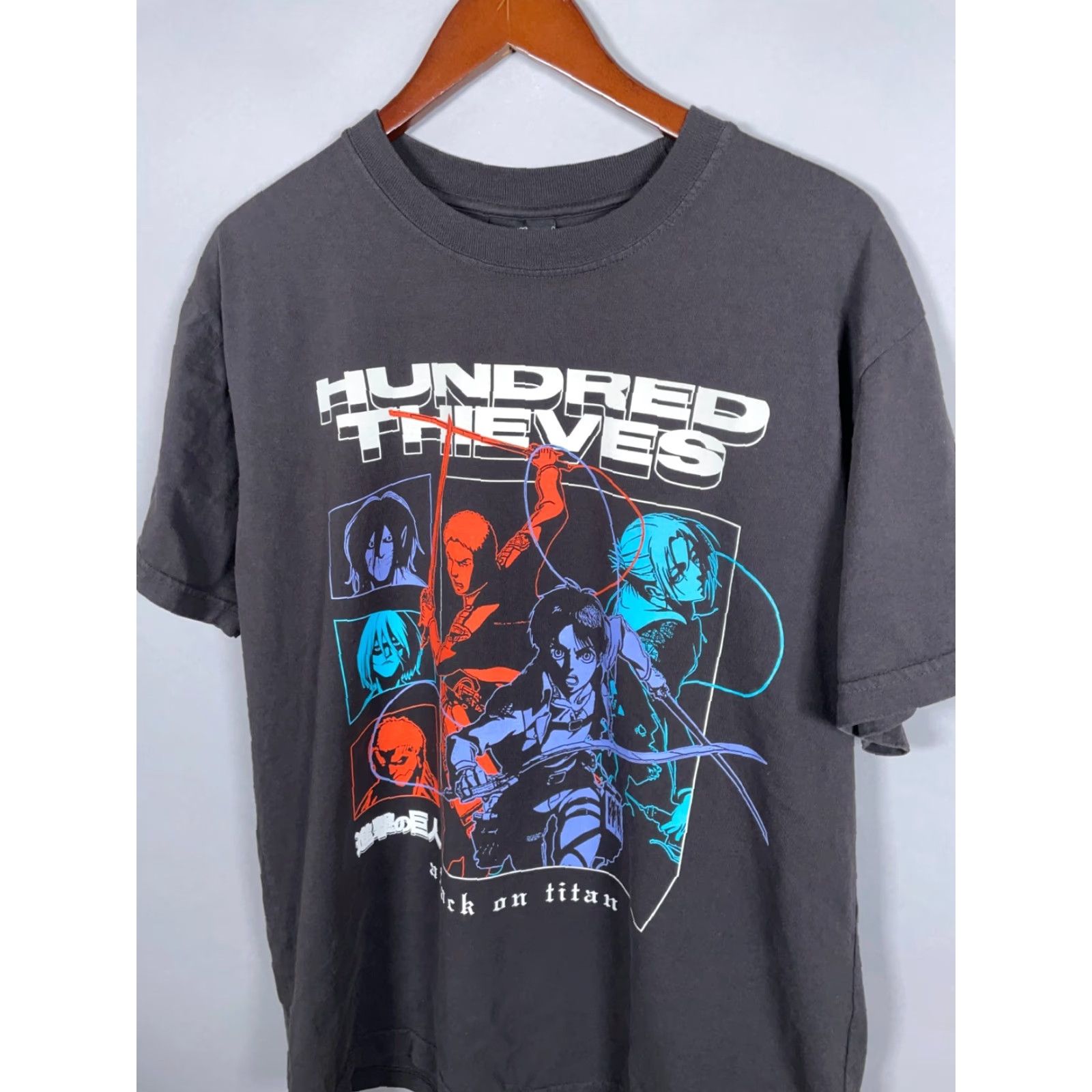 100 Thieves 100 Thieves Attack on Titan T-Shirt Adult Large Black Graphic Print Double-Sided Anime Mens Size US L / EU 52-54 / 3 - 7 Thumbnail