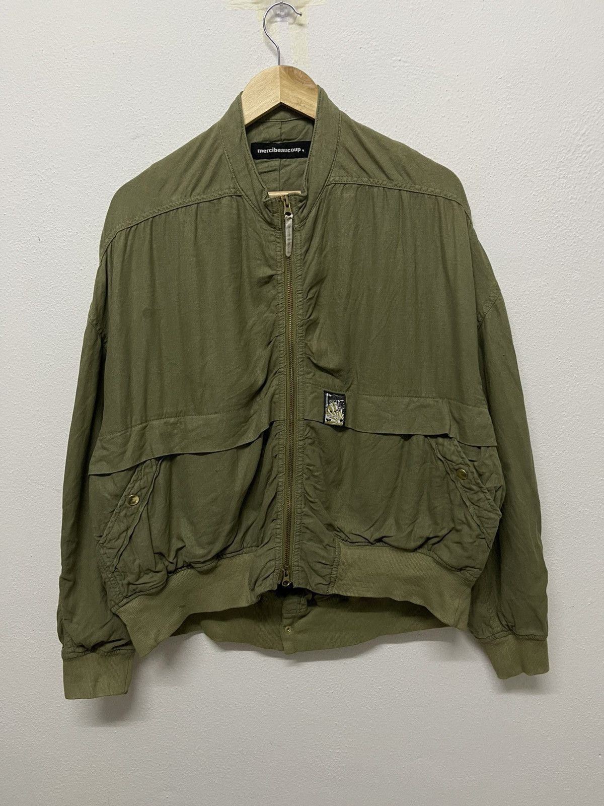 Issey Miyake 🐐90s ISSEY MIYAKE BAT WING BOMBER JACKET OLIVE GREEN Size US M / EU 48-50 / 2 - 1 Thumbnail