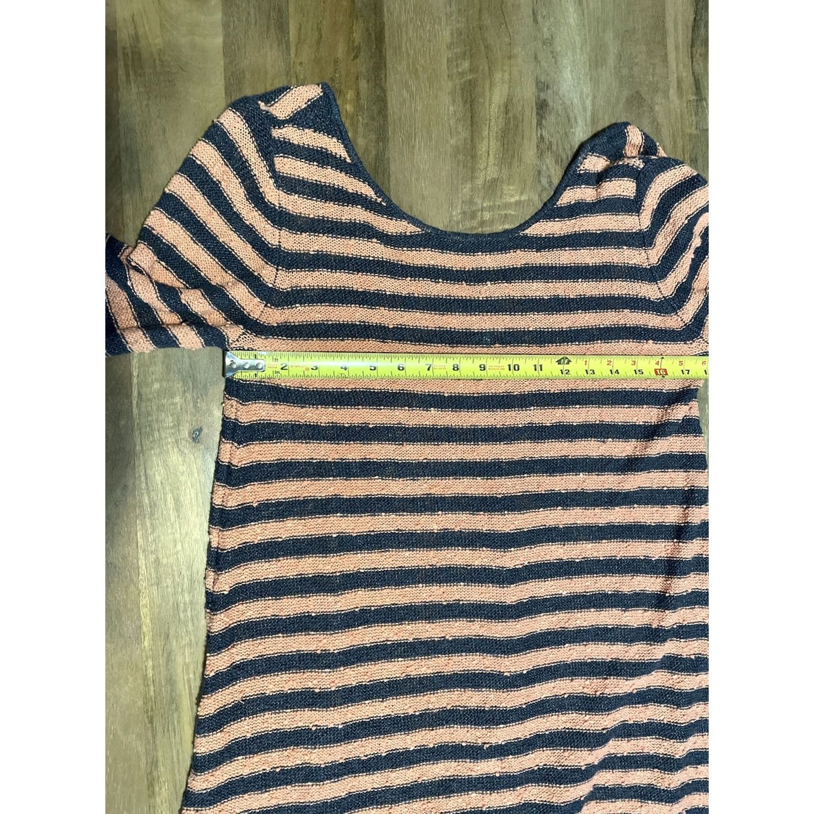Free People FREE PEOPLE ORANGE GRAY STRIPE THIN KNIT BELL SLEEVE OVERSIZED SWEATER DRESS S Size S / US 4 / IT 40 - 4 Thumbnail