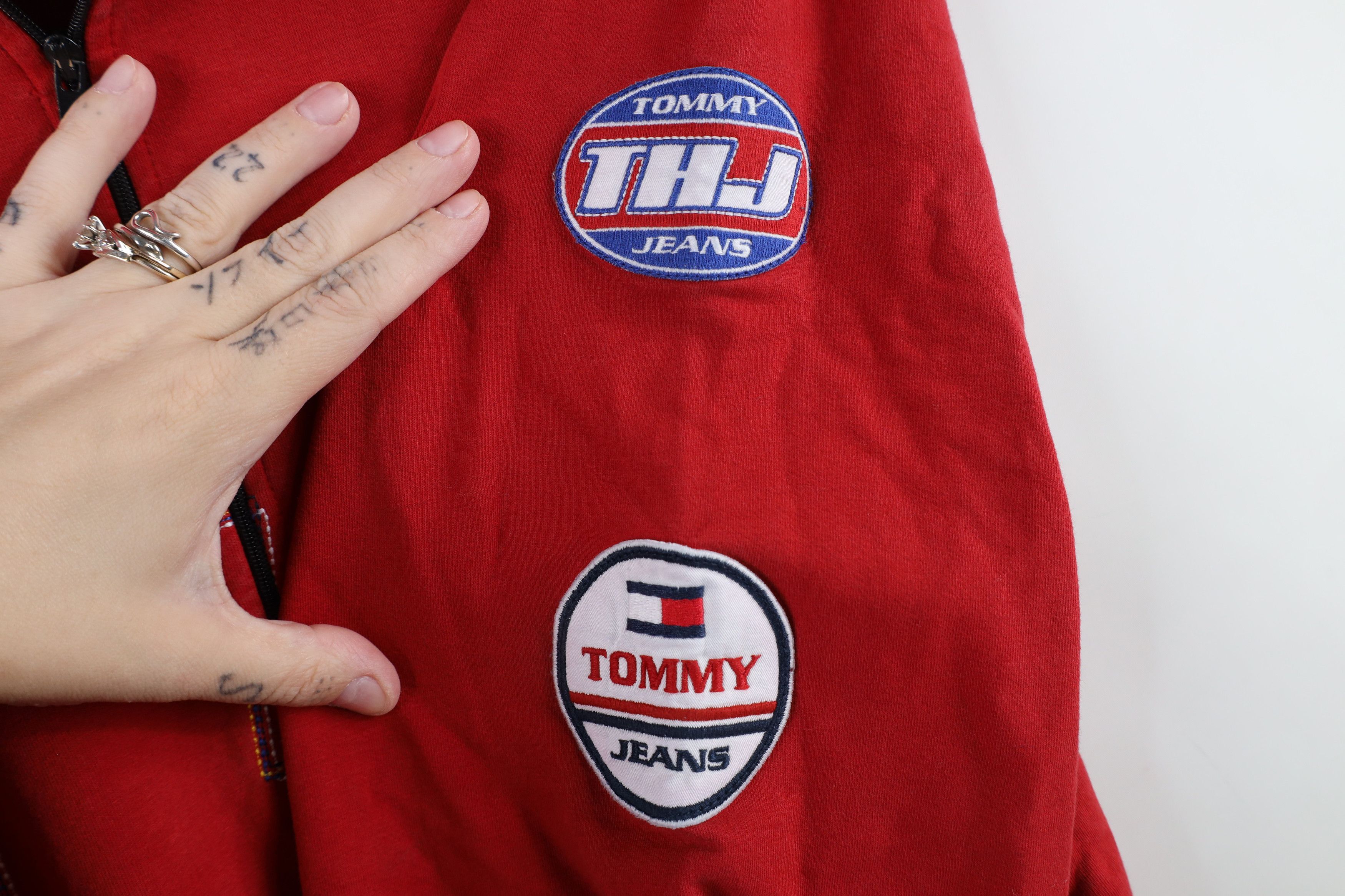 Tommy Hilfiger × Vintage Vintage 90s Tommy Hilfiger Out Big Logo Half Zip Sweater Size US XXL / EU 58 / 5 - 8 Thumbnail
