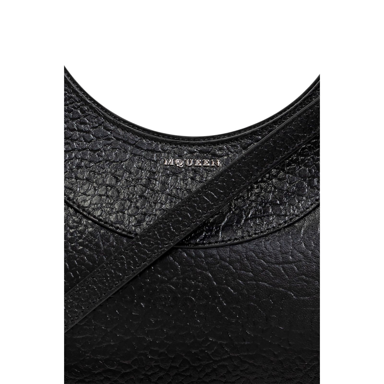 Alexander McQueen ALEXANDER MCQUEEN Metal Ring Handle Black Grained Leather Sh Size ONE SIZE - 5 Thumbnail