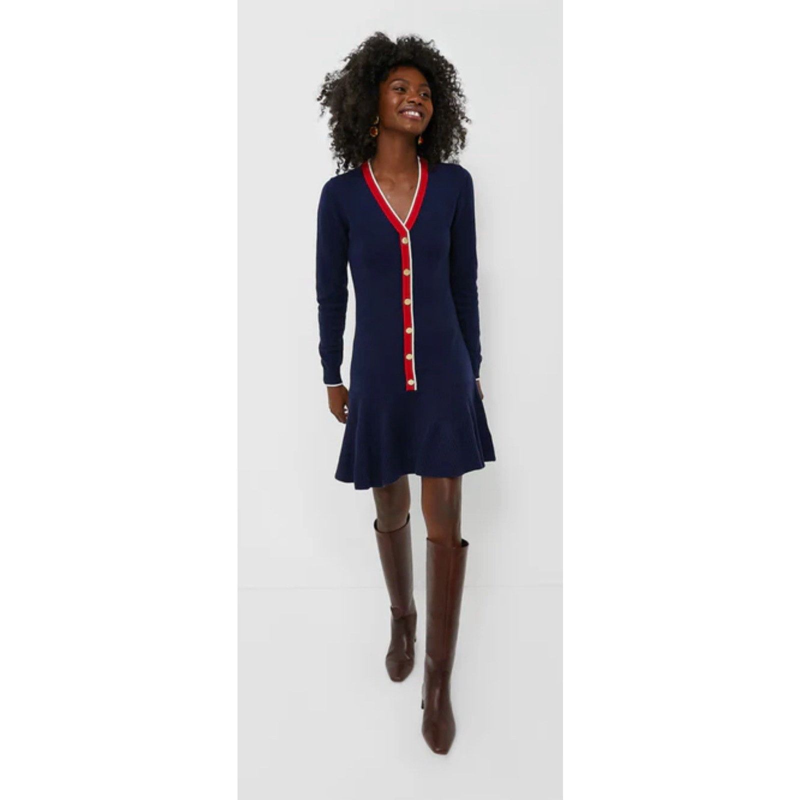 Other Draper James Nassau Navy Mini Sweater Dress Pleated Size XS Size XS / US 0-2 / IT 36-38 - 2 Thumbnail