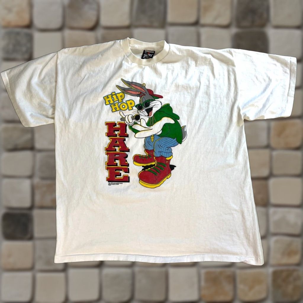 HARE VINTAGE 1993 Warner Bros Hip Hop Hare T-Shirt Signal Artwear Mens 2XL White Cotton 90s Cartoon Graphic Print Credit: Signal Sports Size US XXL / EU 58 / 5 - 1 Thumbnail