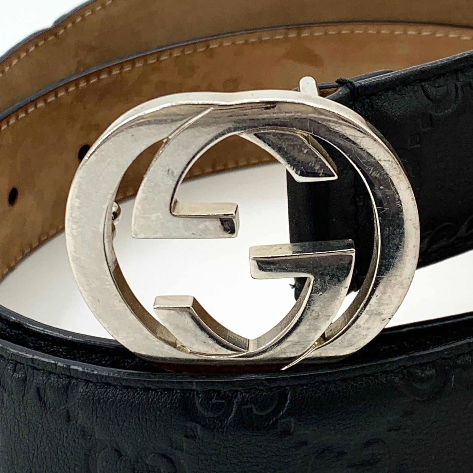 Gucci Gucci Black Logo Print Smooth Buckle Belt (97*3cm) Size ONE SIZE - 2 Thumbnail