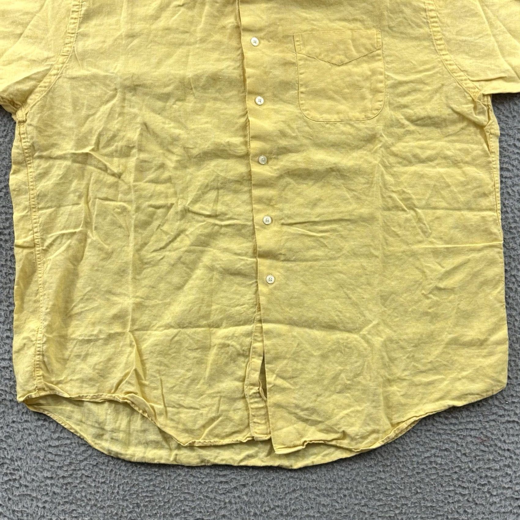 Brooks Brothers Brooks Brothers Shirt Mens XL Yellow 100% Linen Button-Down Short Sleeve Casual Vintage: No? Size US XL / EU 56 / 4 - 2 Thumbnail