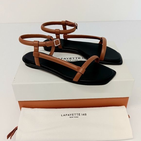 Lafayette 148 LAFAYETTE148 Copper Calfskin Leather City Sandals - US8.5 Size US 8.5 / IT 38.5 - 1 Thumbnail