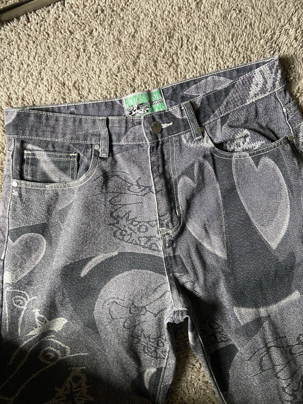 Vintage Fuck this industry “Emojeans” Size US 30 / EU 46 - 4 Thumbnail