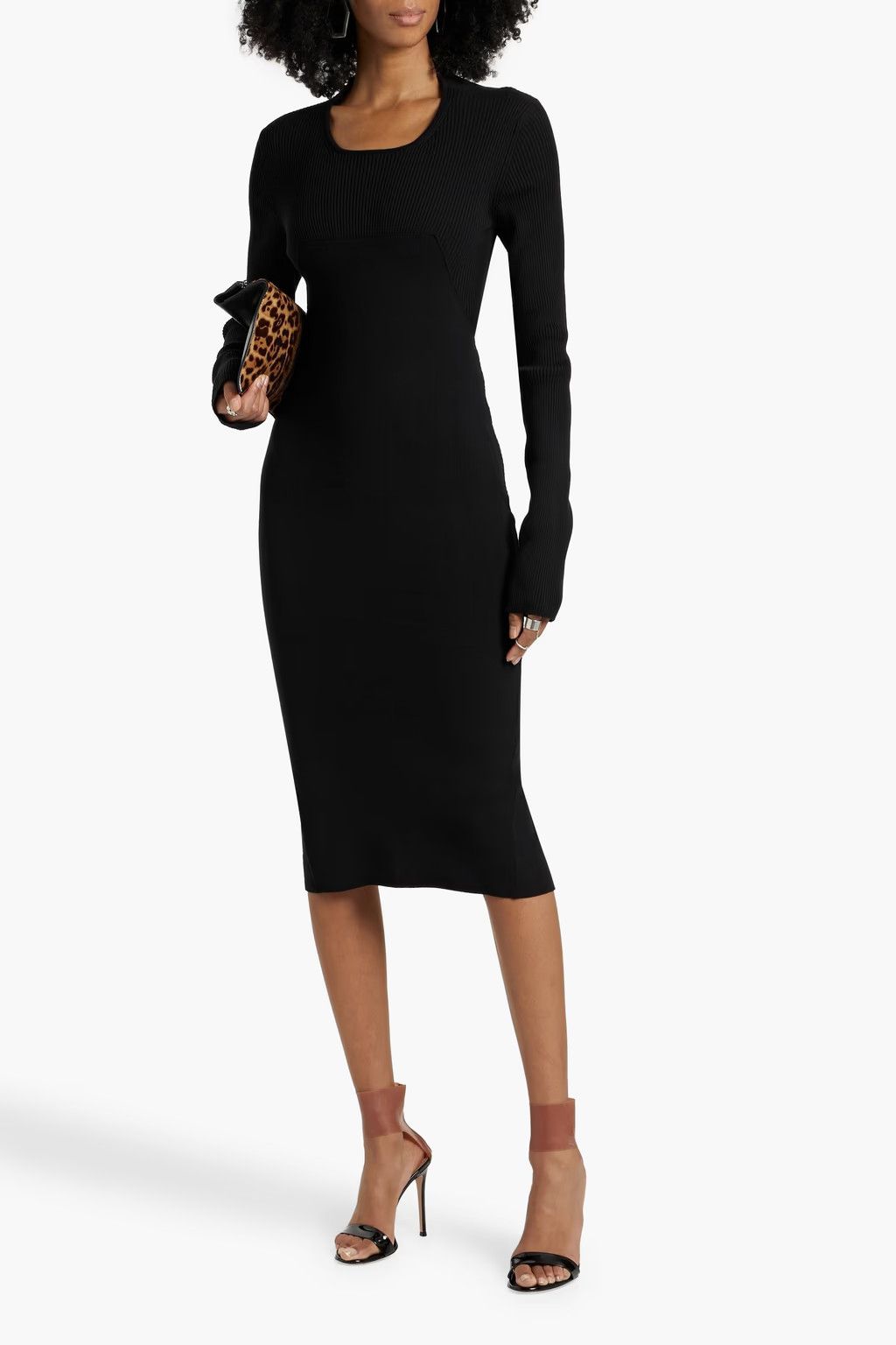 Rick Owens o1y0126 Midi Dress in Black Size L / US 10 / IT 46 - 2 Thumbnail