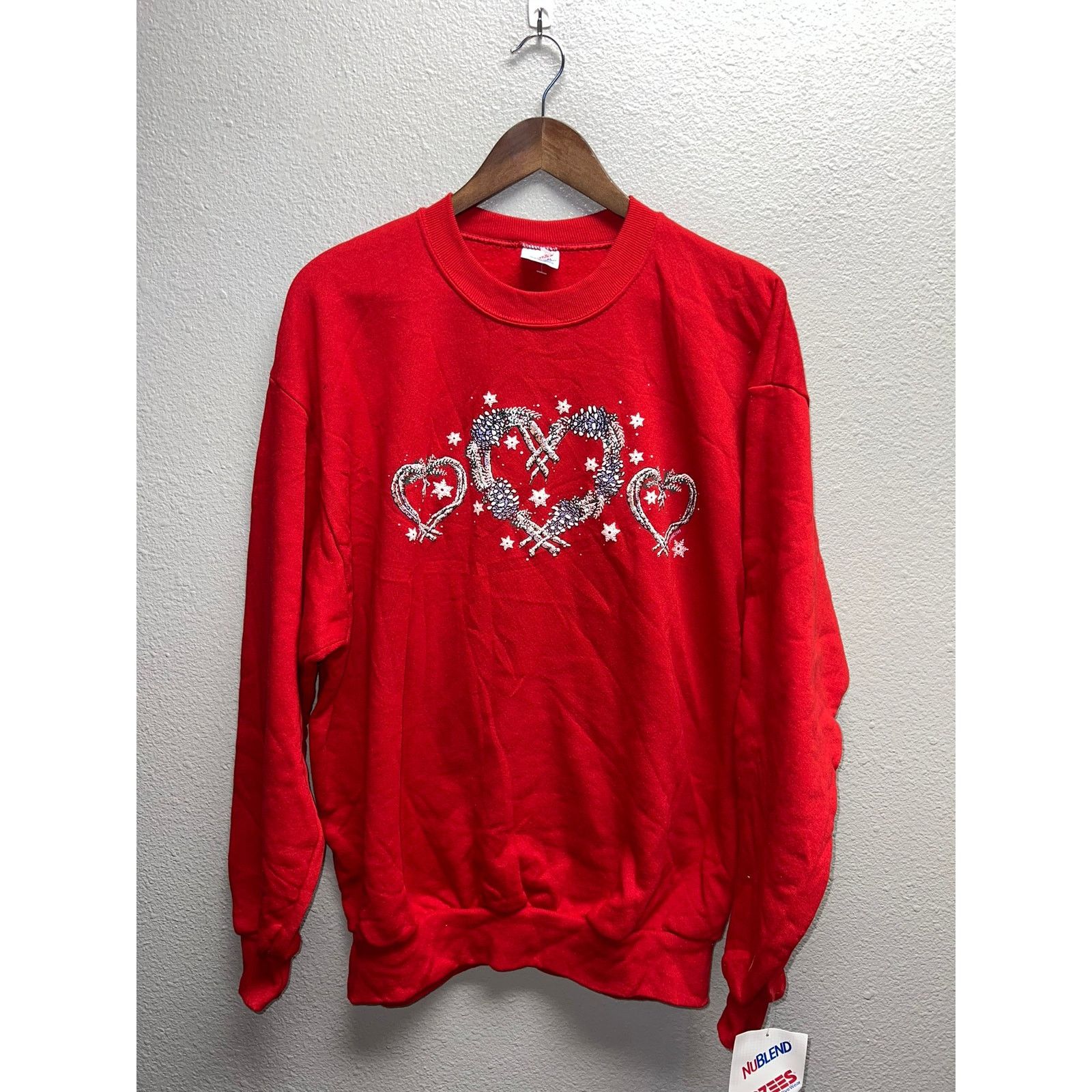 Vintage Vintage Heart Sweatshirt Crewneck Trio Hearts Red 90s NWT XL Size US XL / EU 56 / 4 - 1 Thumbnail