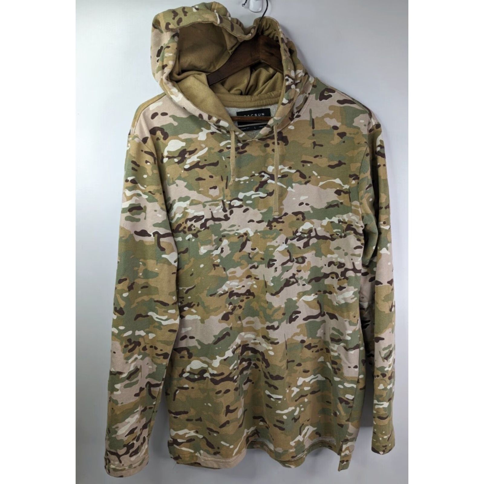 Pacsun Pacsun Hoodie Camouflage Longer Fit Pullover Sweatshirt Size L Mens Beige Multicolor Crew Neck Pullover, Colorful, Jersey Cotton Size US L / EU 52-54 / 3 - 2 Thumbnail