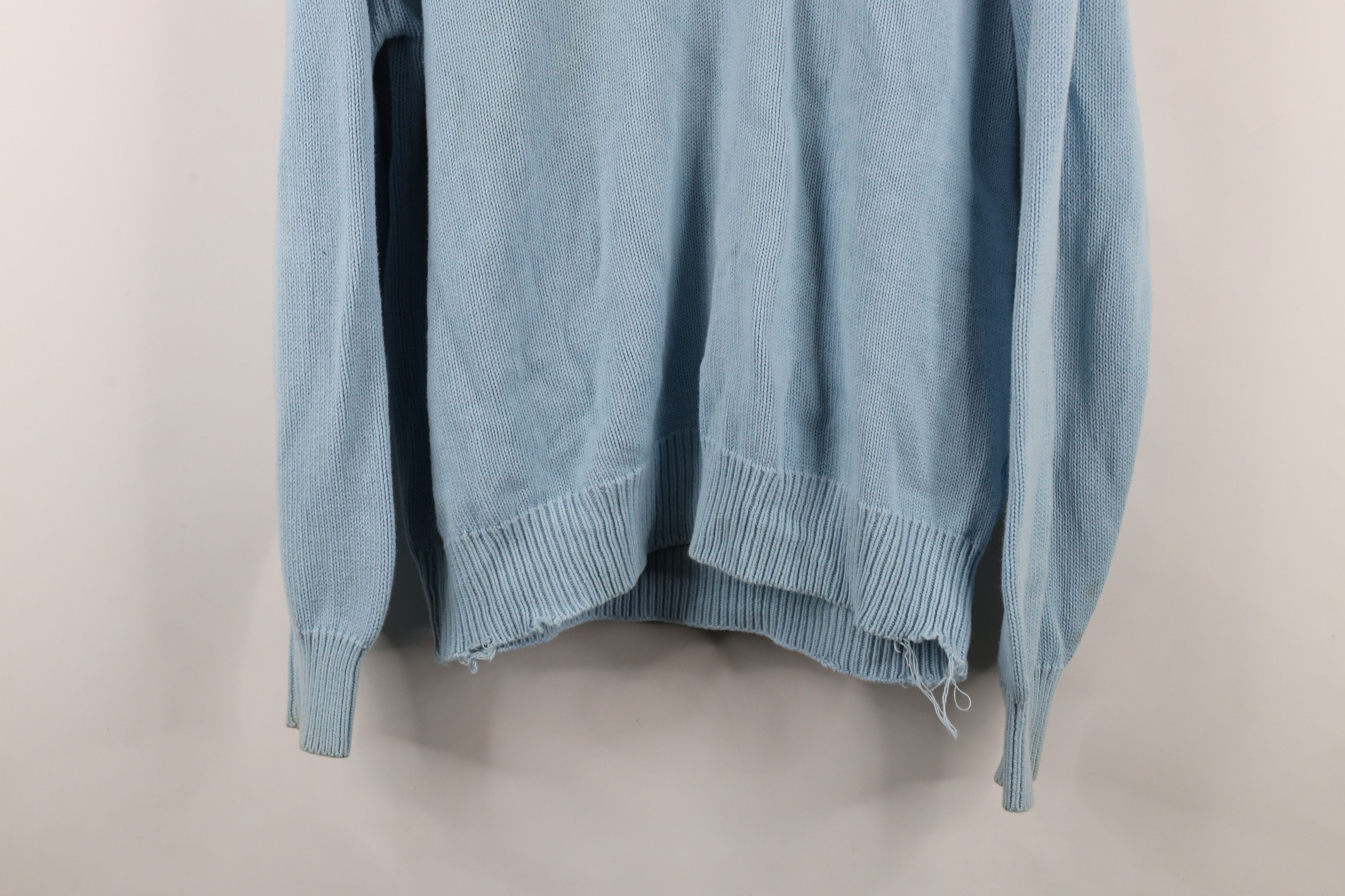 Lands' End × Vintage Vintage 90s Lands End Cotton Knit Sweater Carolina Blue USA Size US L / EU 52-54 / 3 - 3 Thumbnail
