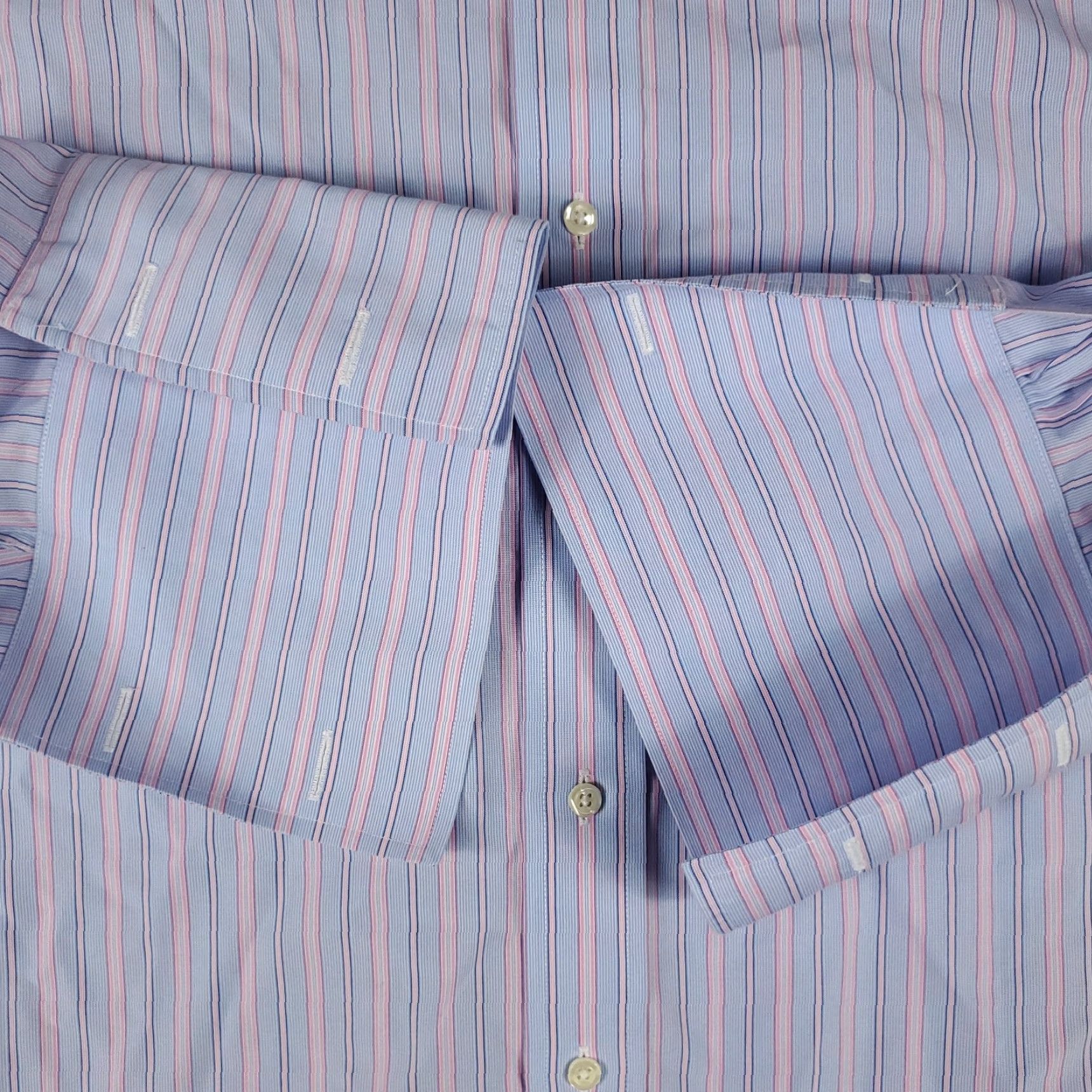 Brooks Brothers Brooks Brothers Dress Shirt Mens 16 Blue Pink Striped Long Sleeve French Cuff Slim Fit Size US L / EU 52-54 / 3 - 3 Thumbnail