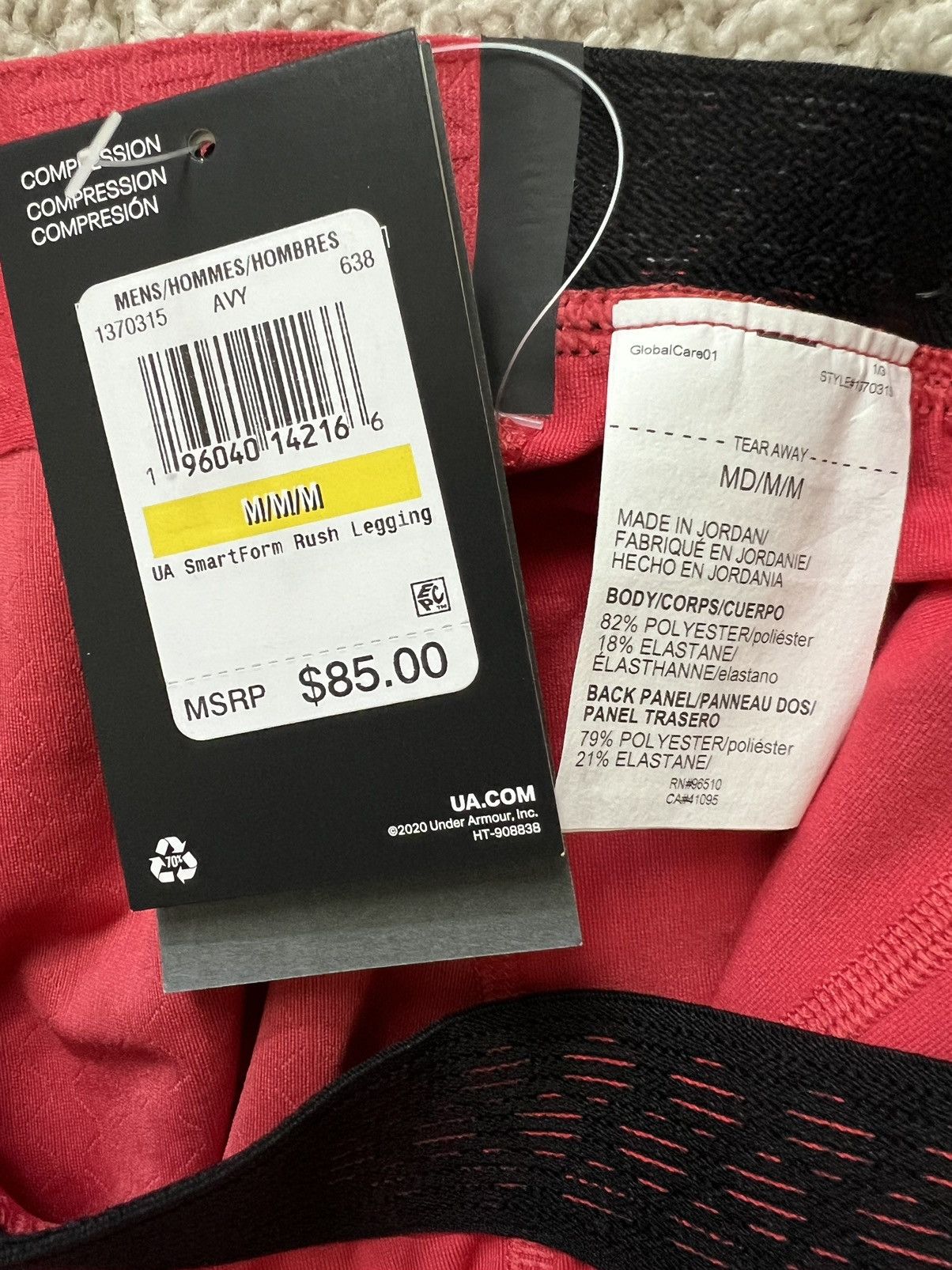 Under Armour Under Armour Medium UA RUSH Heatgear Smartform Red Leggings Size US 30 / EU 46 - 10 Thumbnail