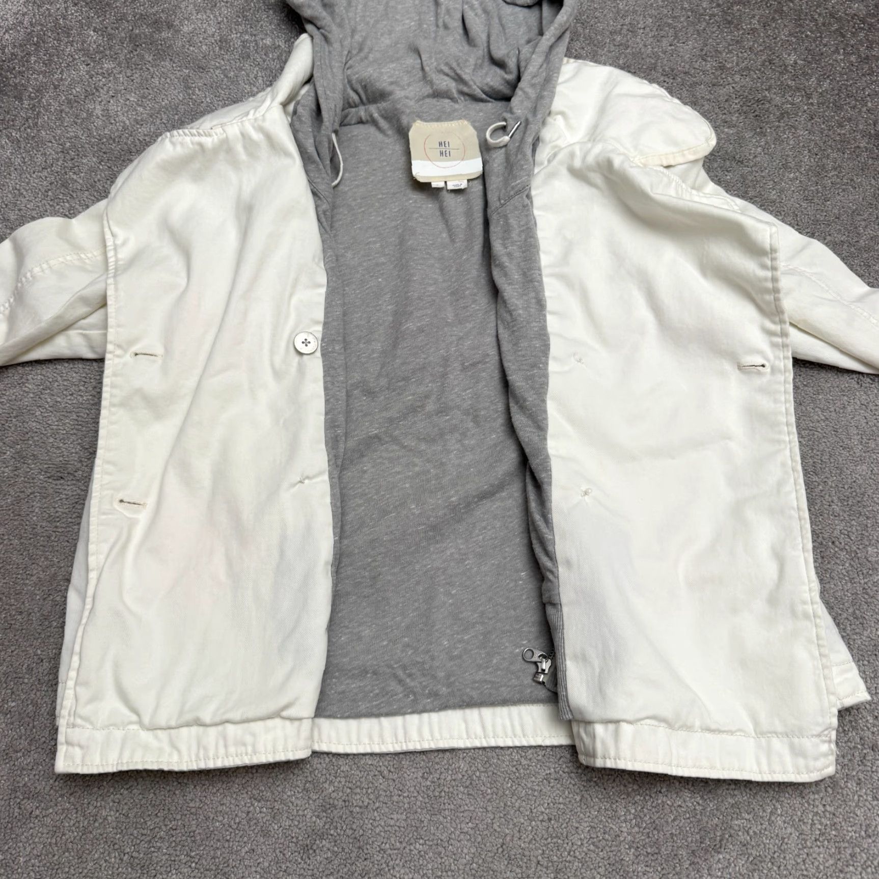 Anthropologie Anthropologie Hei Hei Utility Double Layer Hoodie Jacket Womens Large White Coat Size L / US 10 / IT 46 - 4 Thumbnail