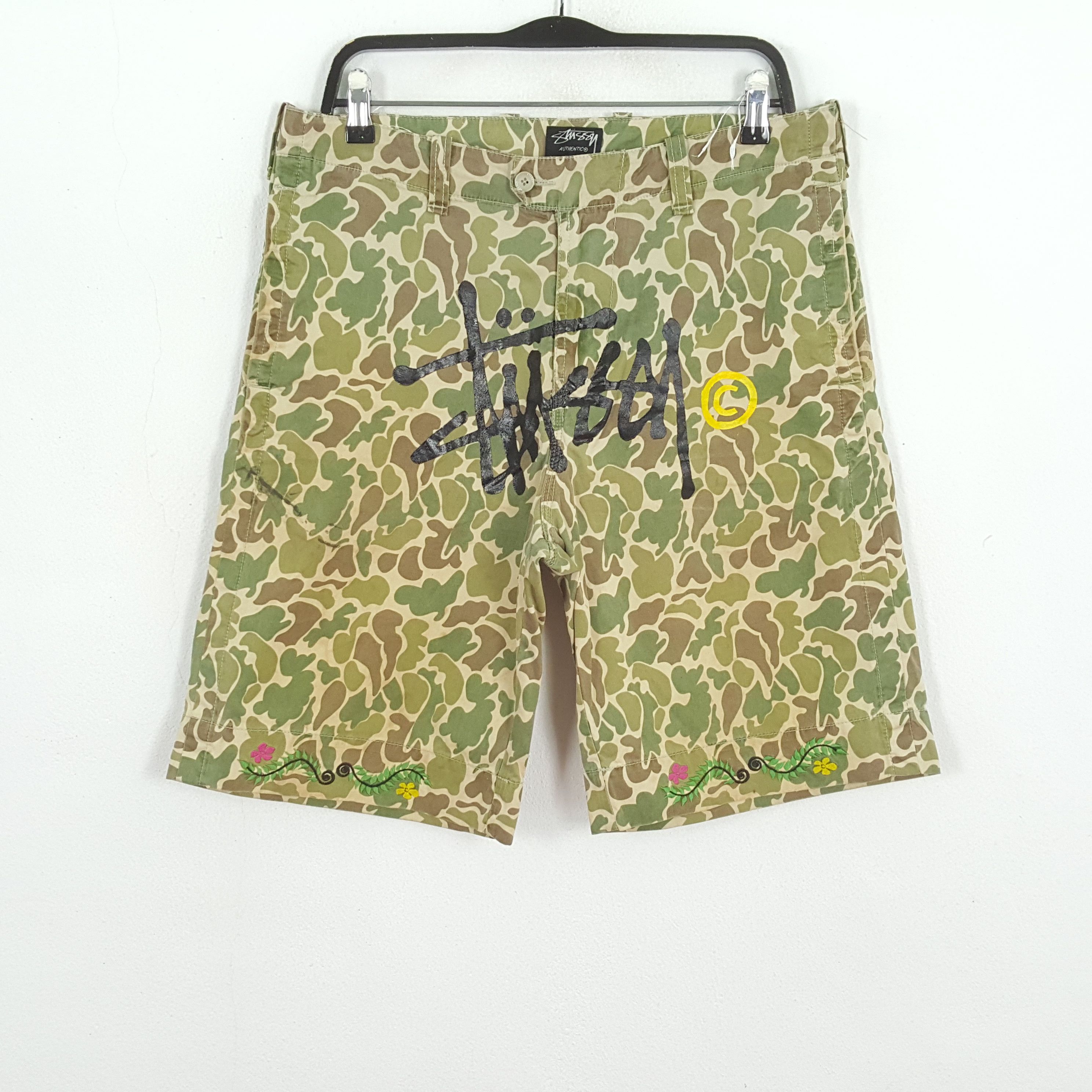 Stussy × Vintage STUSSY Streetwear Custom Art Logo Style Short Pants Size US 30 / EU 46 - 1 Thumbnail