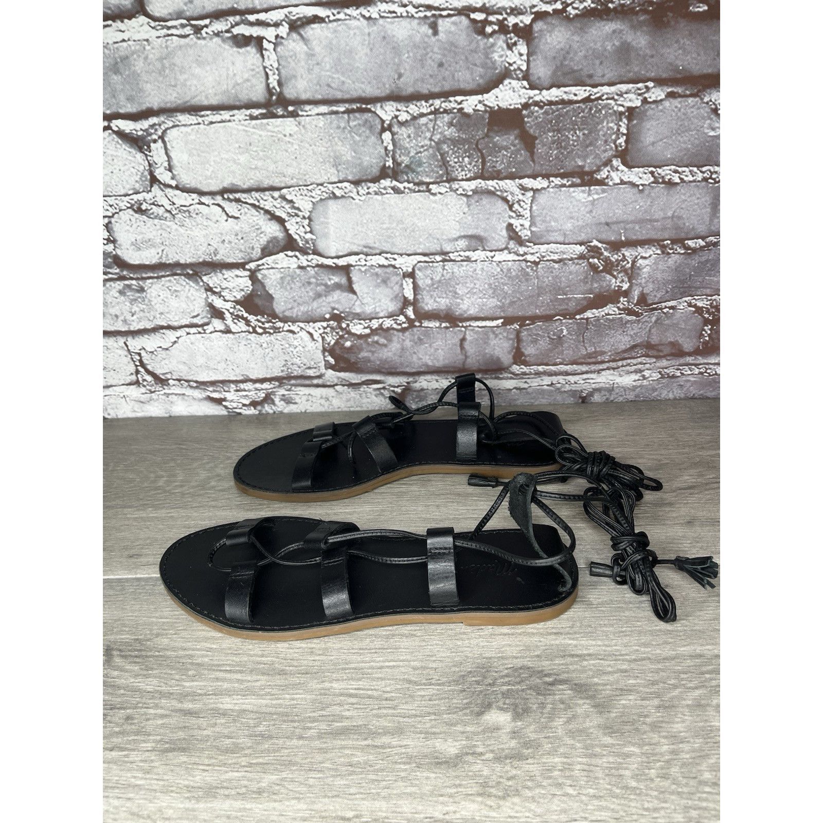 Madewell Madewell Boardwalk Black Leather Gladiator Lace Up Sandals W Size US 8 / IT 38 - 19 Thumbnail