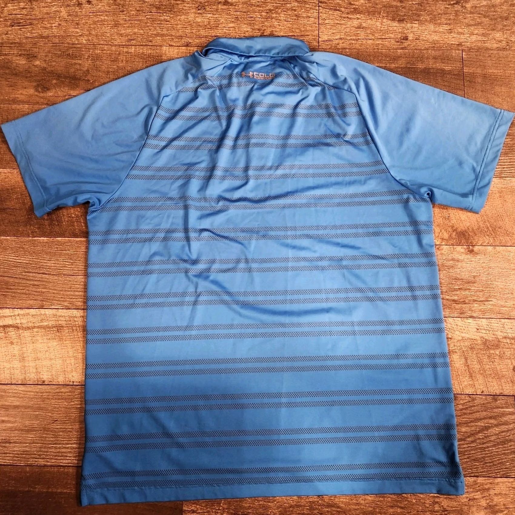 Under Armour Under Armour Polo Shirt Mens XL Striped Blue Short Sleeve Collared Logo Lightweight Breathable"," Size US XL / EU 56 / 4 - 4 Thumbnail
