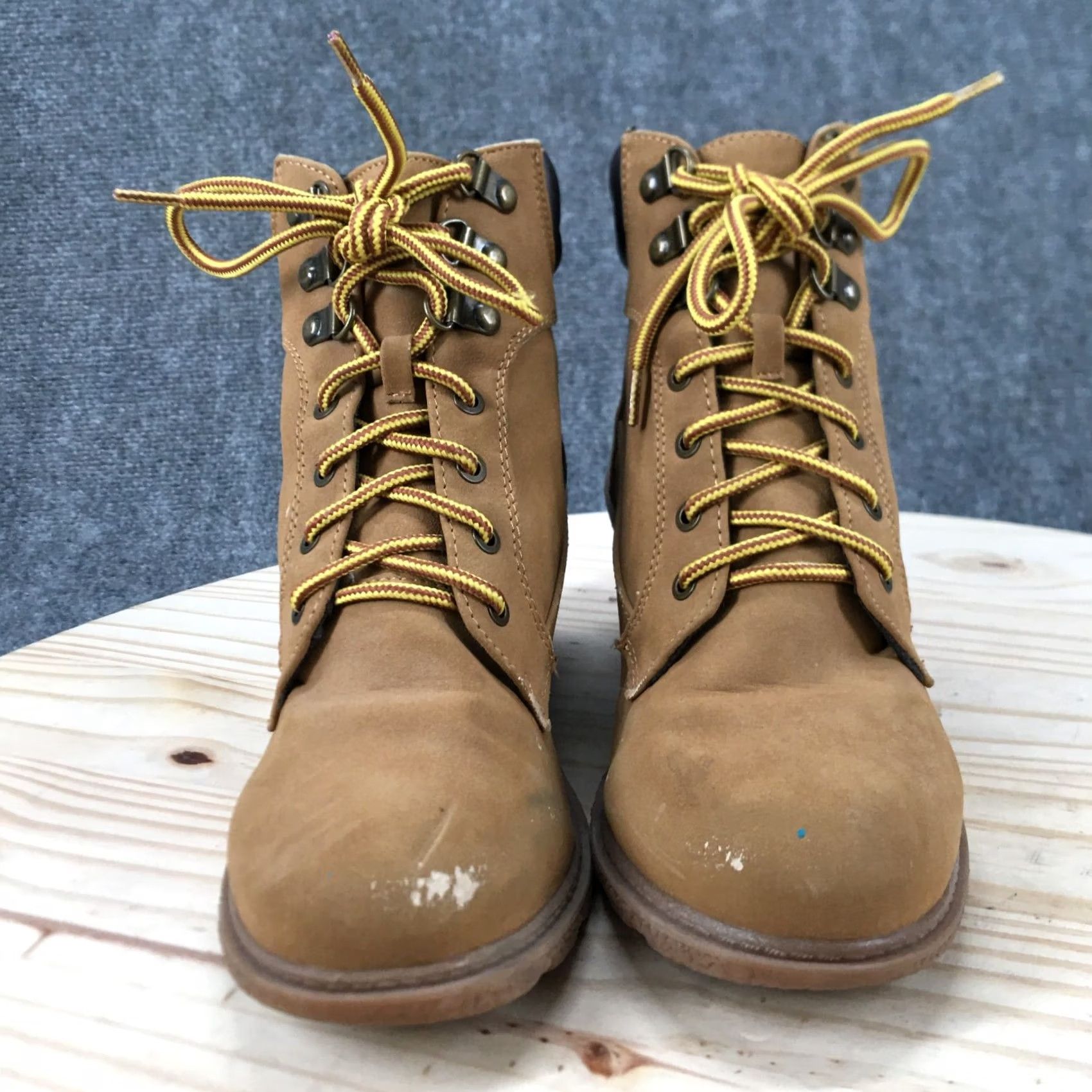 Vintage Unionbay Hiking Boots Womens 9 M Rapsody Brown Faux Leather Wedge Lace Up Size US 9 / IT 39 - 4 Thumbnail