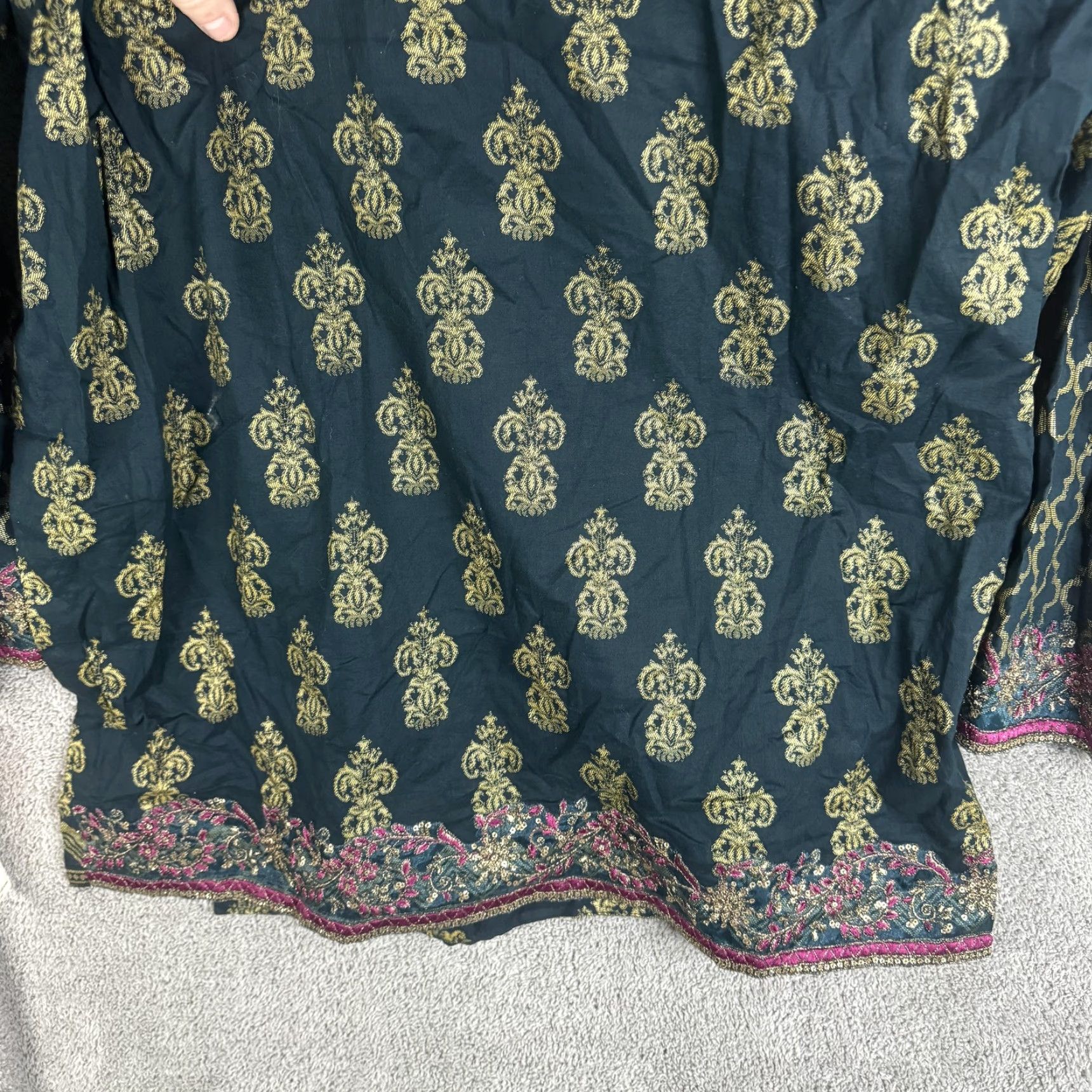 Palace Roop Sari Palace Kaftan Dress Womens 48 Green Embroidered Paisley Tunic Kurti Dressy Knee-Length Party Wedding Silk? (Note: This is placeholder) Size XL / US 12-14 / IT 48-50 - 5 Thumbnail