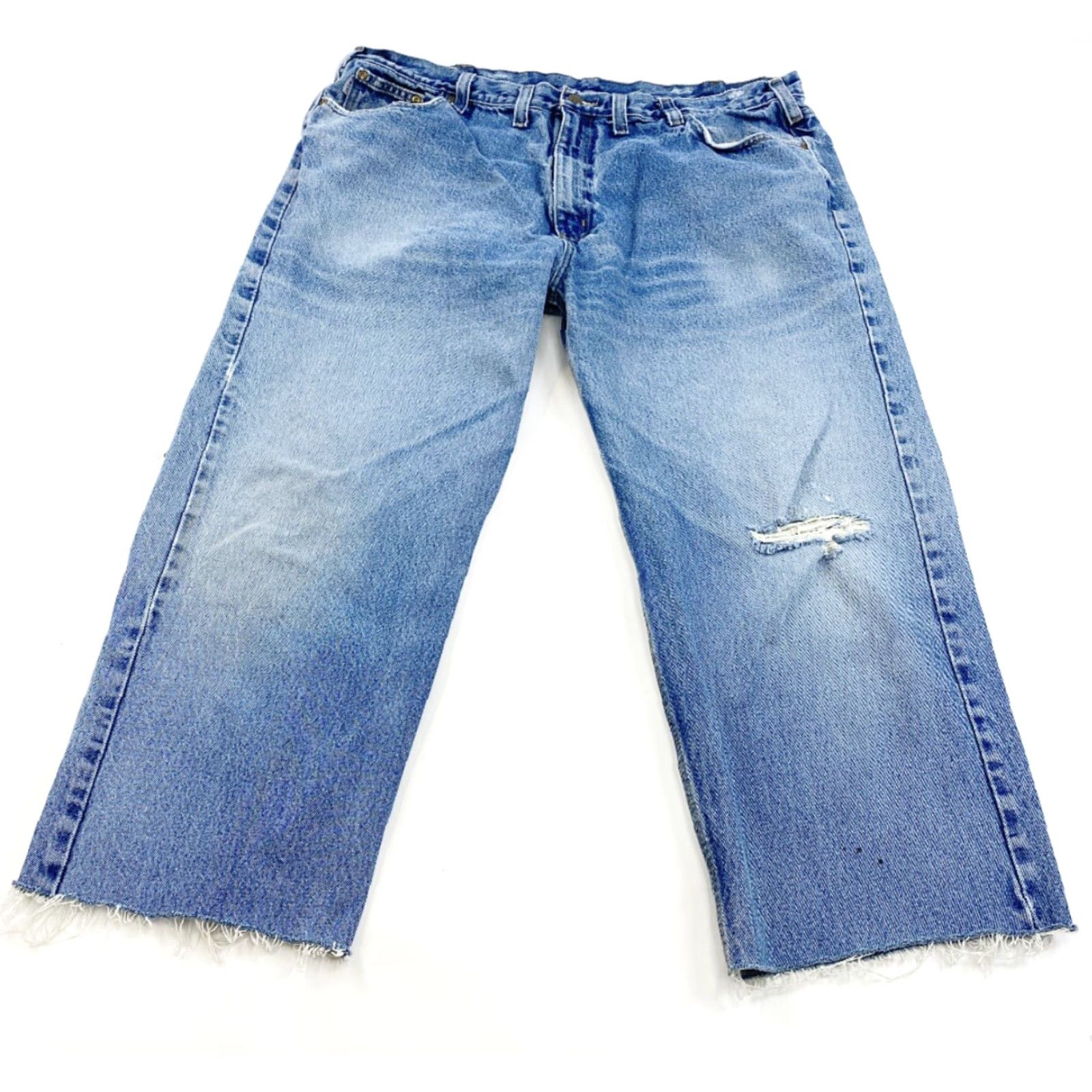 Carhartt VINTAGE Carhartt Jeans Mens 41x25 Cut Off Distressed Blue Straight 41 Mens Inst? Wait Size US 41 - 2 Thumbnail