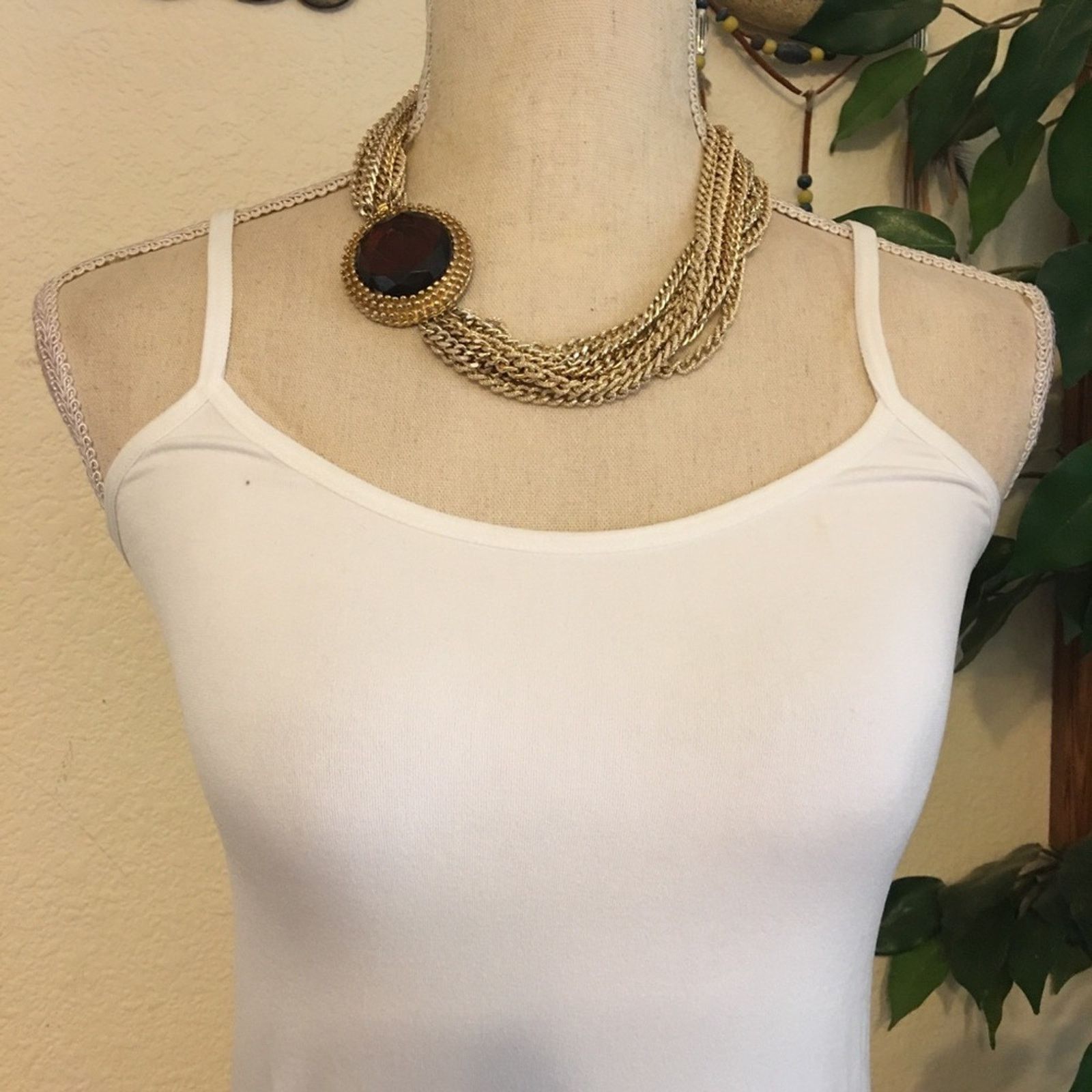 Vintage Vintage faceted brown glass gold chain necklace Size ONE SIZE - 3 Thumbnail