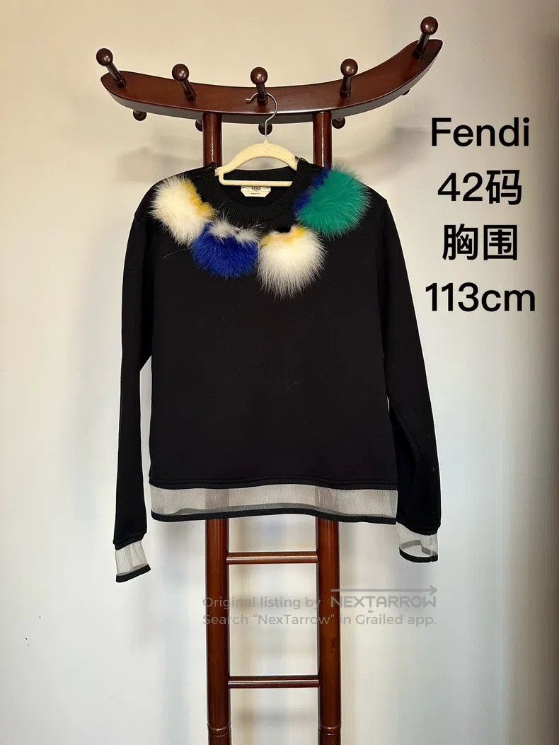 Fendi Fendi Sweatshirt with Collar Patched with Mink and Fox Fur Size S / US 4 / IT 40 - 1 Thumbnail