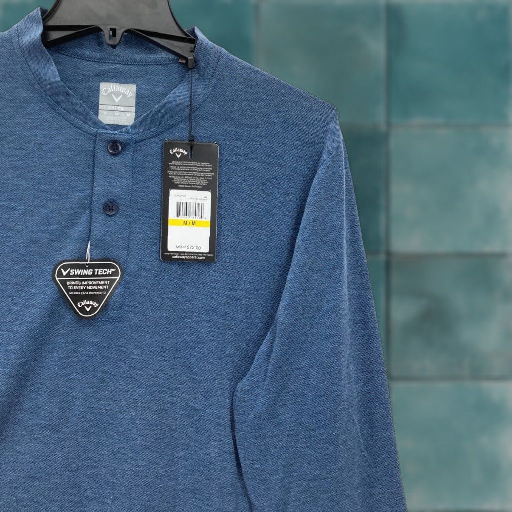 Callaway Callaway Swing Tech ECO Henley T-Shirt Mens M Peacoat Heather Blue Golf NWT Size US M / EU 48-50 / 2 - 1 Thumbnail