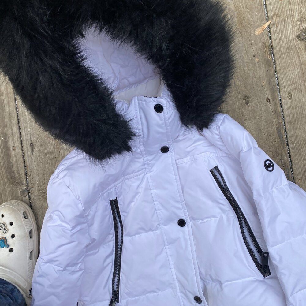 Michael Kors MICHAEL Michael Kors Faux Fur Trim Ciré Parka White Small Size S / US 4 / IT 40 - 5 Thumbnail
