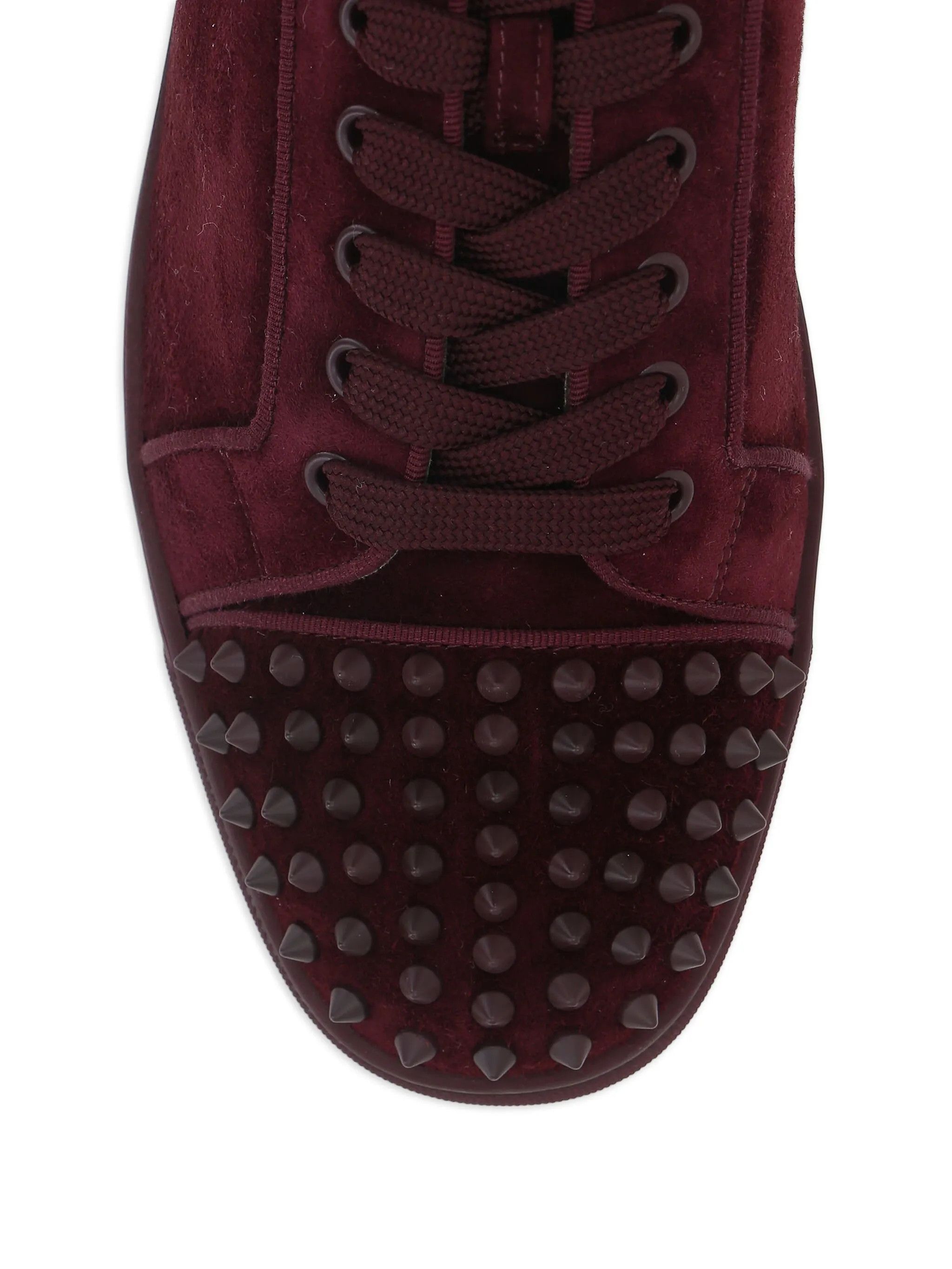 Christian Louboutin os11x0126 Louis Jr. Spikes Suede Sneakers in Burgundy Size US 8 / EU 41 - 4 Thumbnail
