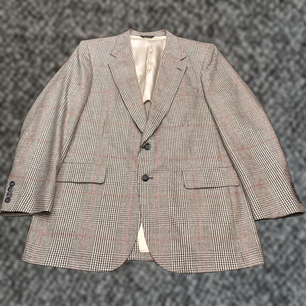 Vintage VINTAGE Kuppenheimer Sport Coat Blazer 44 Black White Houndstooth Plaid Men Regular Notch Lapel Wool Wool Pattern 44 Chest Size 44R - 1 Thumbnail