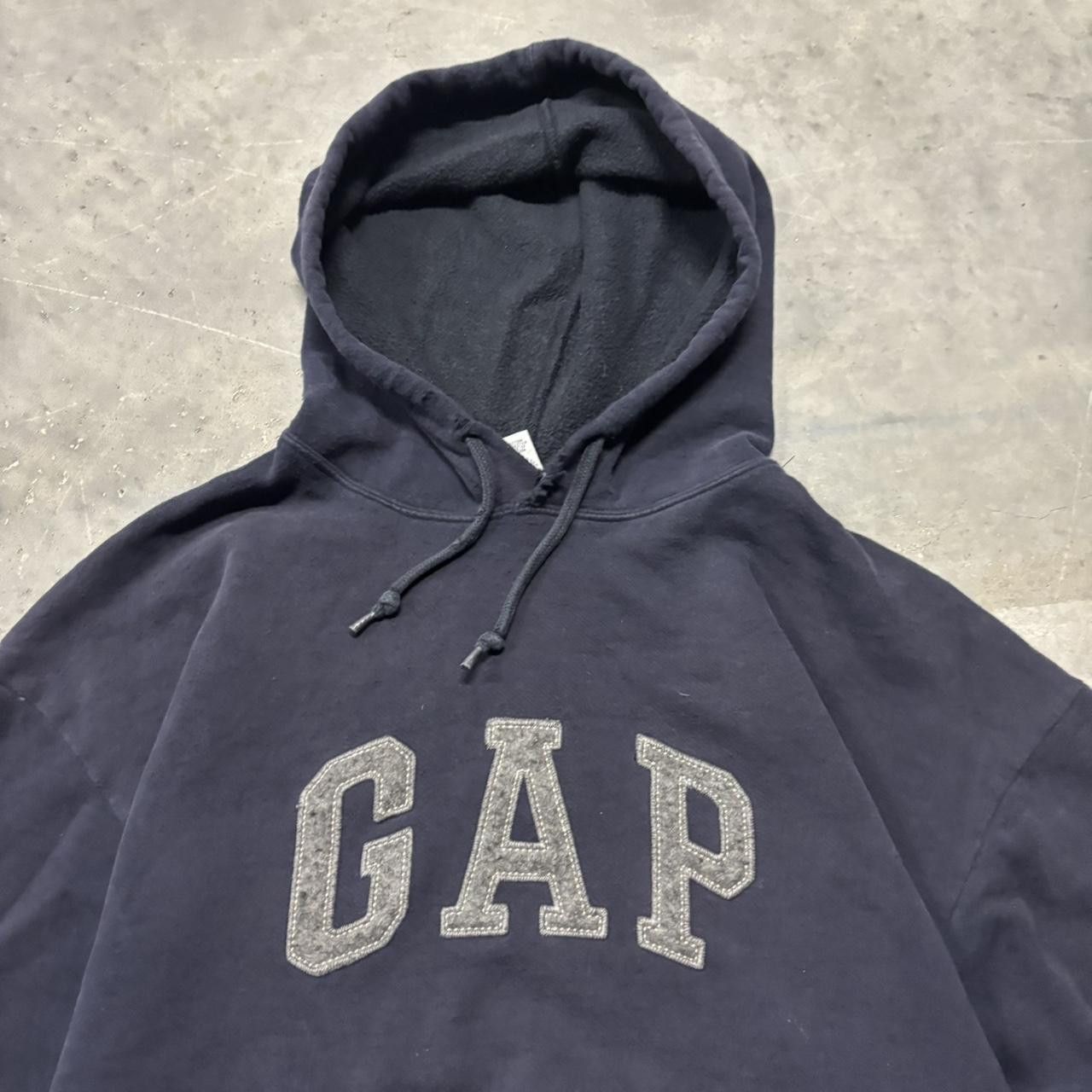 Gap × Vintage Crazy Vintage Y2K/2000s Faded Navy Blue Gap Boxy Hoodie! Size US XL / EU 56 / 4 - 2 Thumbnail