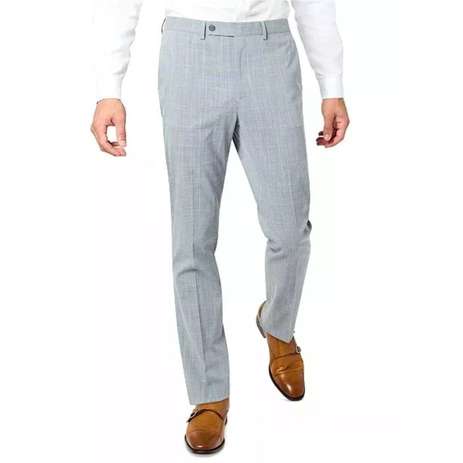 DKNY DKNY Men's Light Grey Plaid Suit Dress Pants Size 30Wx32L Size US 30 / EU 46 - 1 Thumbnail