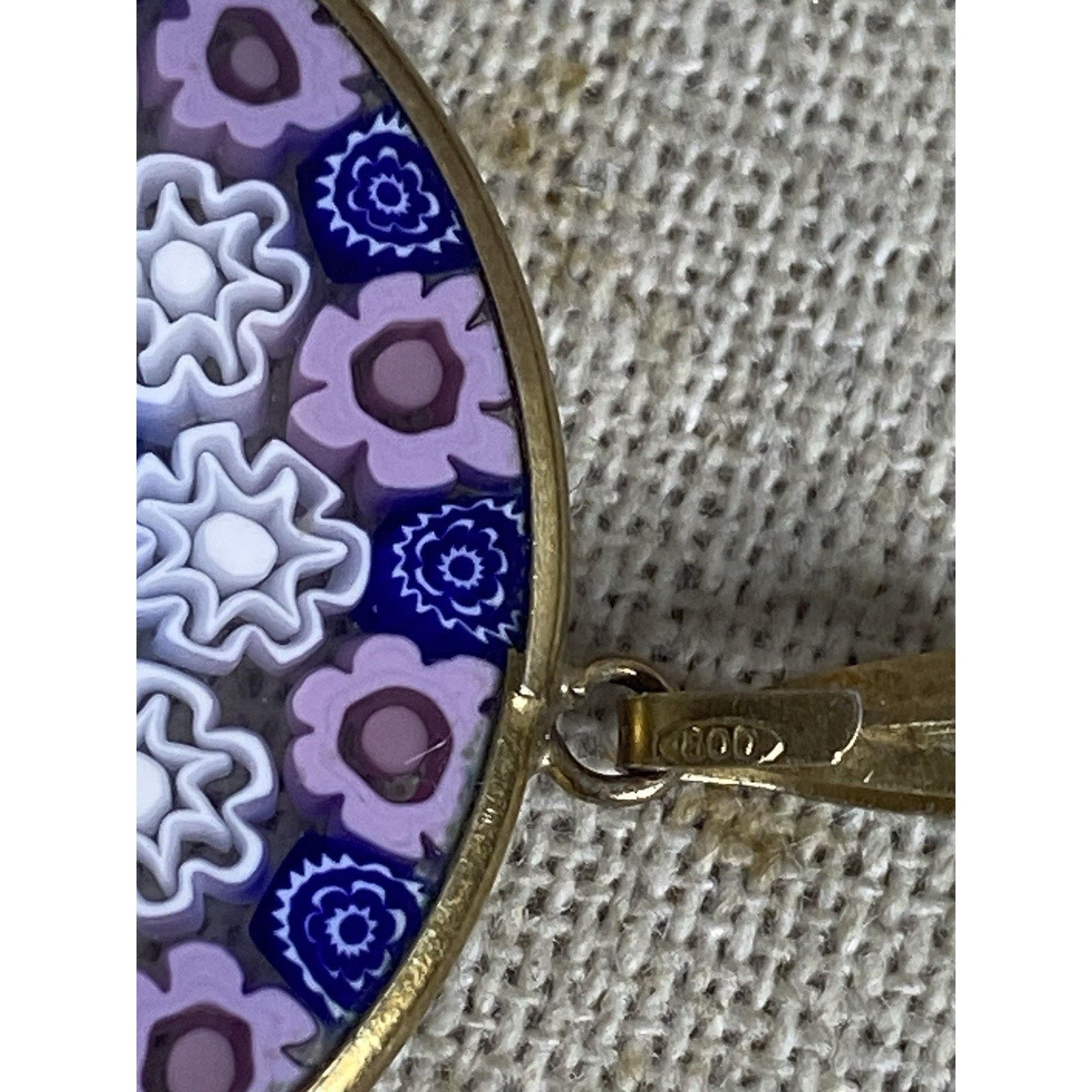 Vintage Vintage Marked 800 Silver Gold Vermeil Millefiori Pendant Size ONE SIZE - 6 Thumbnail