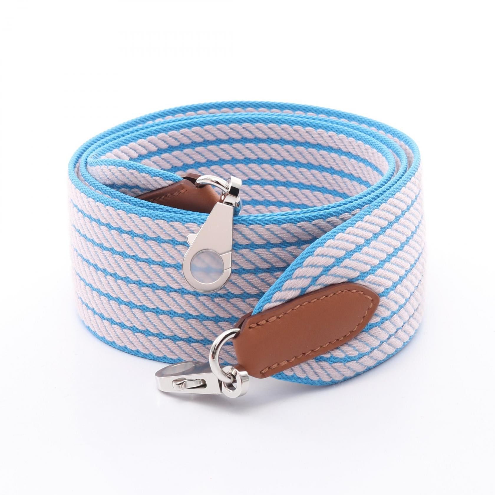 Hermes Hermes Sangle Cordage Blue Azure Mauve Pail Gold Shoulder Strap Toile Veau Swift Light Pink Brown Silver Hardware Double Engraved Size ONE SIZE - 1 Thumbnail