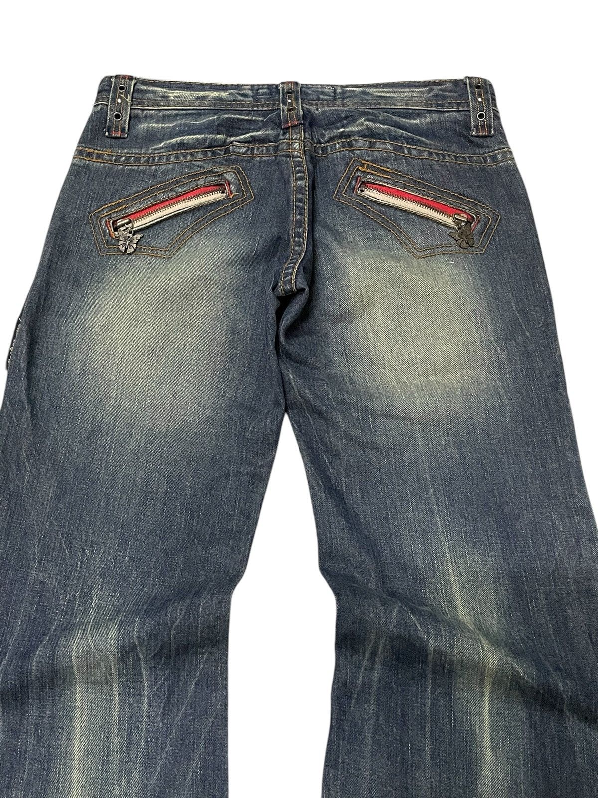 Hysteric Glamour × Japanese Brand LLC Japan Studded Mud Wash Embellished Flare Wide Leg Jeans Size US 29 - 20 Thumbnail