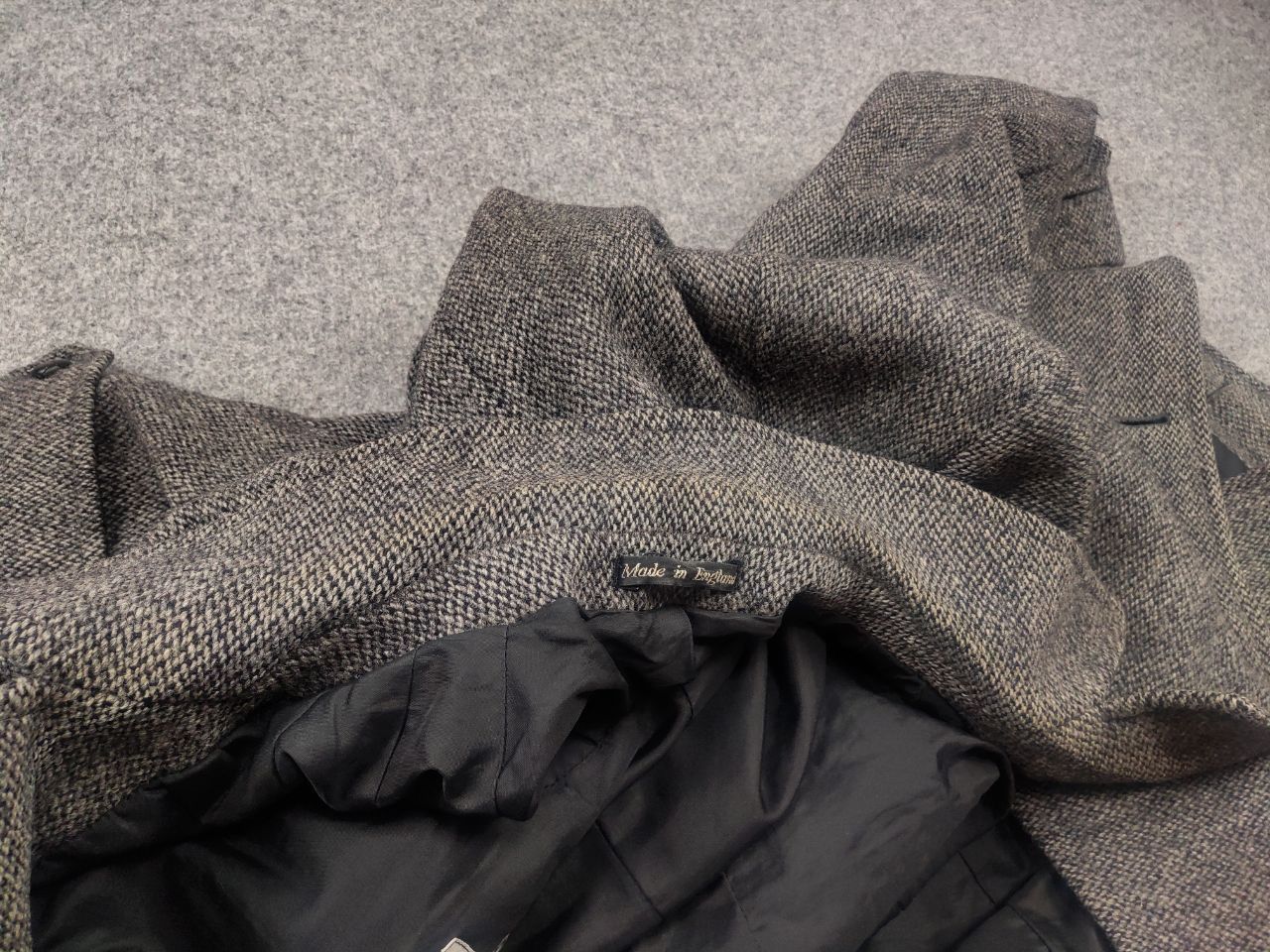 Harris Tweed Vintage 80's Harris Tweed Gray Wool herringbone Coat Jacket Size US L / EU 52-54 / 3 - 21 Thumbnail