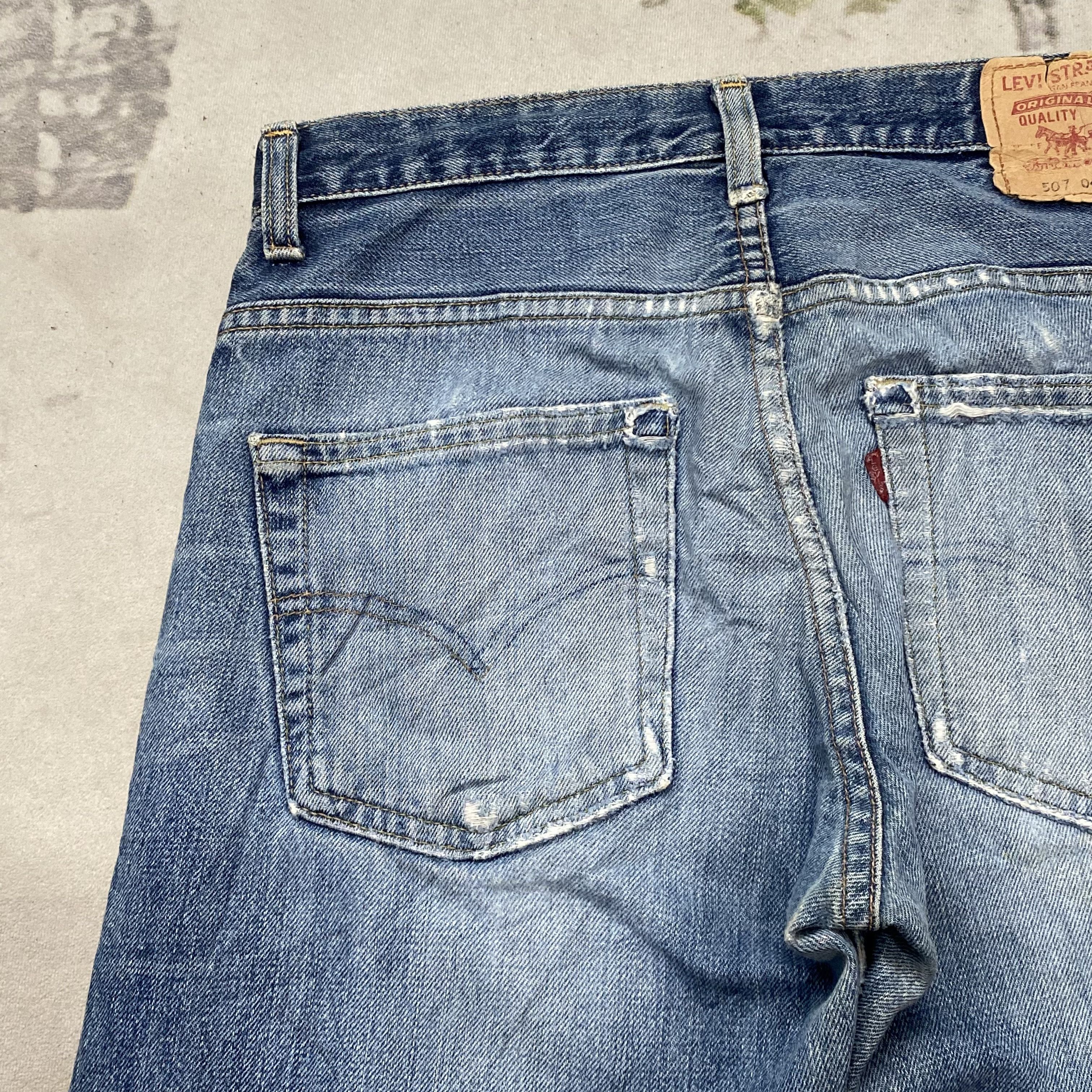 Levi's 🔥 Vintage Levis 507 Distress Aging Bootcut Denim Size US 29 - 9 Thumbnail