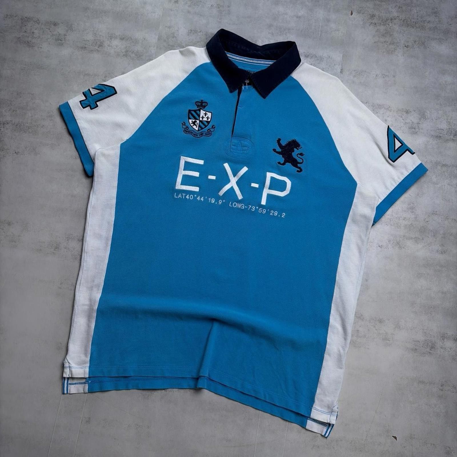 Express Y2K Light Blue Express Grunge Chief Keef Polo Shirt Size US XL / EU 56 / 4 - 2 Thumbnail