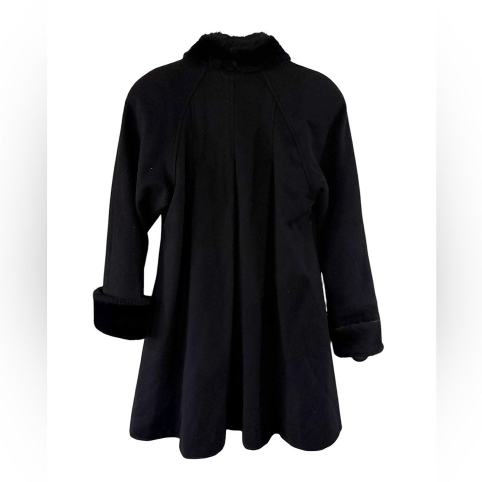 Vintage Vintage Donnybrook Black Faux Fur Trimmed Coat 6 Size M / US 6-8 / IT 42-44 - 2 Thumbnail