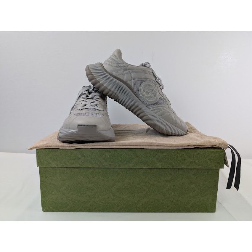 Gucci o1rshd1 Leather Ripple Low Top Sneaker in Grey Size US 12.5 / EU 45-46 - 19 Thumbnail