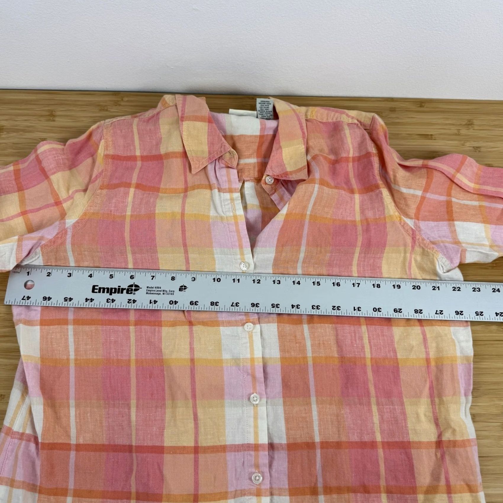 Cherokee VINTAGE Cherokee Plaid Shirt Womens XL Pink Orange Top Classic Linen Button Down Size XL / US 12-14 / IT 48-50 - 7 Thumbnail