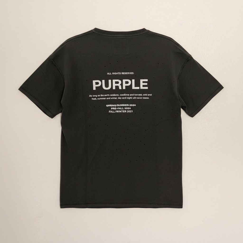 Purple Brand PURPLE Men's Off Black Distressed Short Sleeve Tee Size US M / EU 48-50 / 2 - 3 Thumbnail