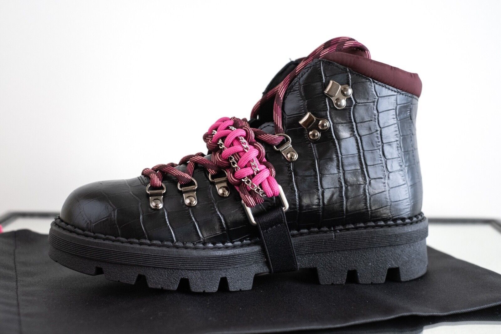 Pinko PINKO Zenzero Black Fuchsia Combat Boot Women New Size 38/8 Size US 8 / IT 38 - 14 Thumbnail