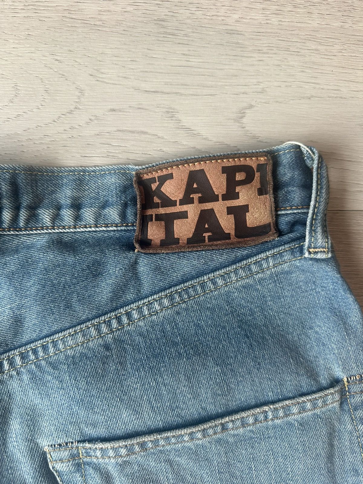 Japanese Brand × Kapital × Kapital Kountry Kapital 14oz Denim 5P Short Pants (Bone Embroidery) Size US 32 / EU 48 - 6 Thumbnail